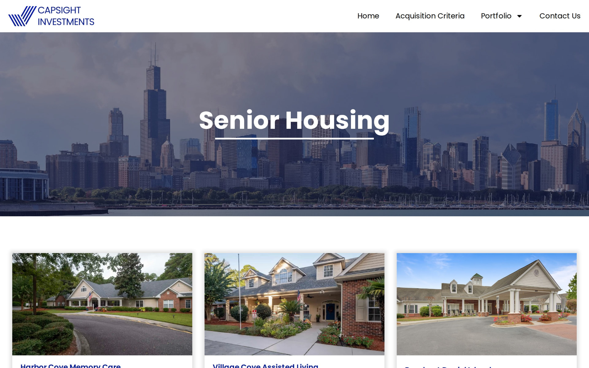 Capsight Investments website after the rebuild